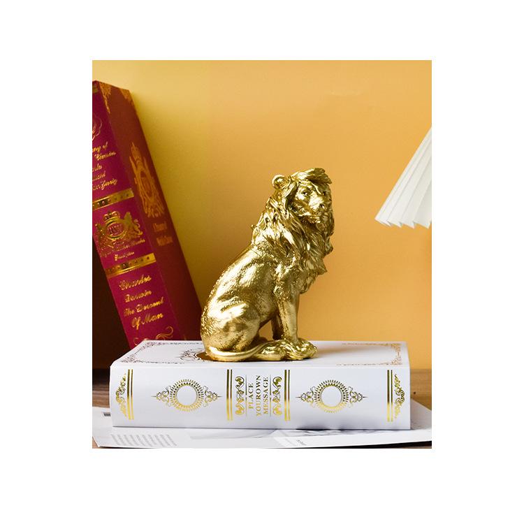 Elegant Male Lion Resin Ornament for Office or Home Decor