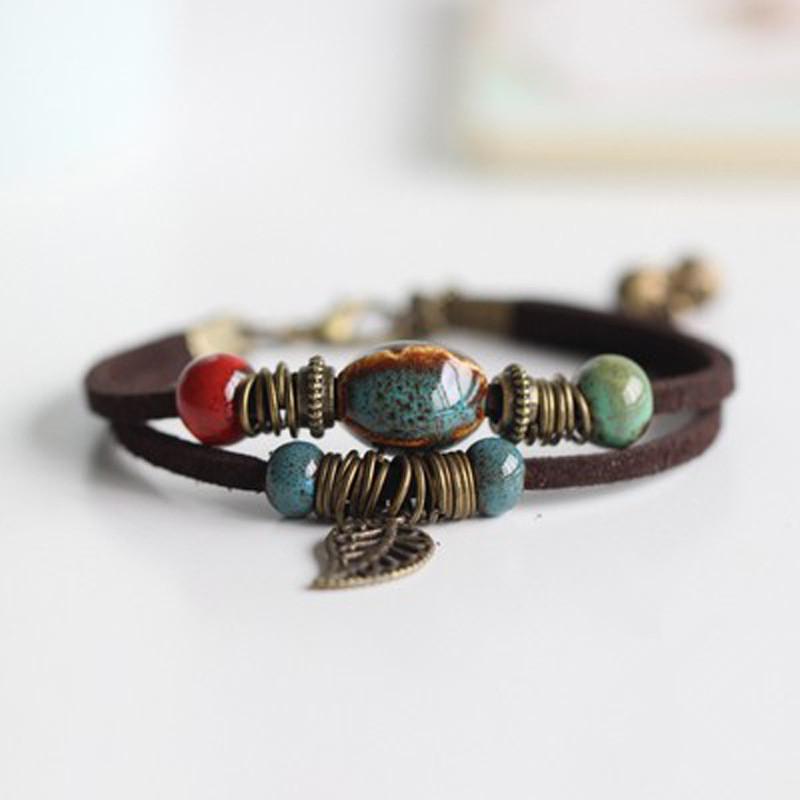 Ethnic Style Colorful Ceramic Bracelet Literary Style Fashion Bracelet Colorful Beaded Jewelry Bracelet