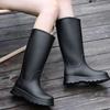 High Tube Rain Boots for Women, Fashionable Outerwear, Anti Slip, Waterproof, Wear-resistant Integrated Rubber Shoes, Long Tube Soft Soled Rain Boots