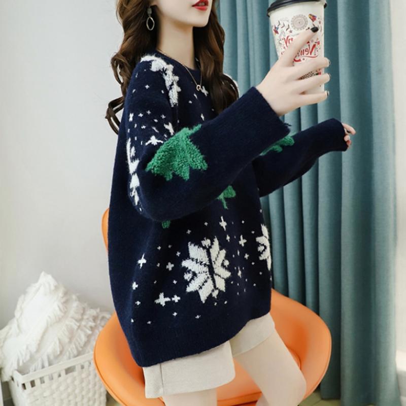 Pullover Sweater Women Christmas Sweaters Wear Loose Winter 2022 Casual Korean Knitting Long Sleeve O Neck Top
