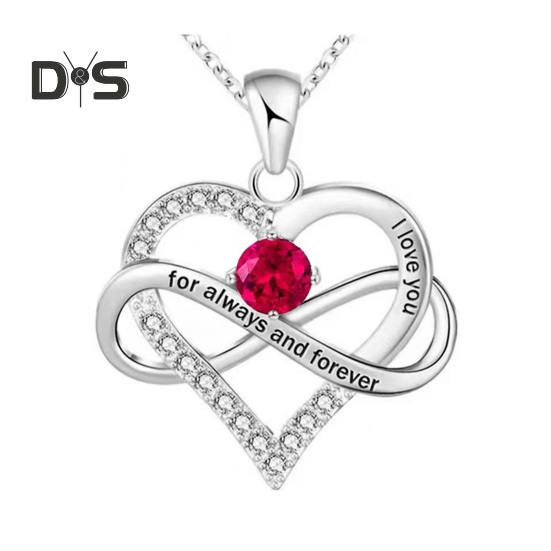 Ожерелье в форме сердца для женщин, романтичное, с надписью «Я люблю тебя вечно», ожерелье с подвеской в форме сердца из кубического циркония на День святого Валентина, подарок на годовщину