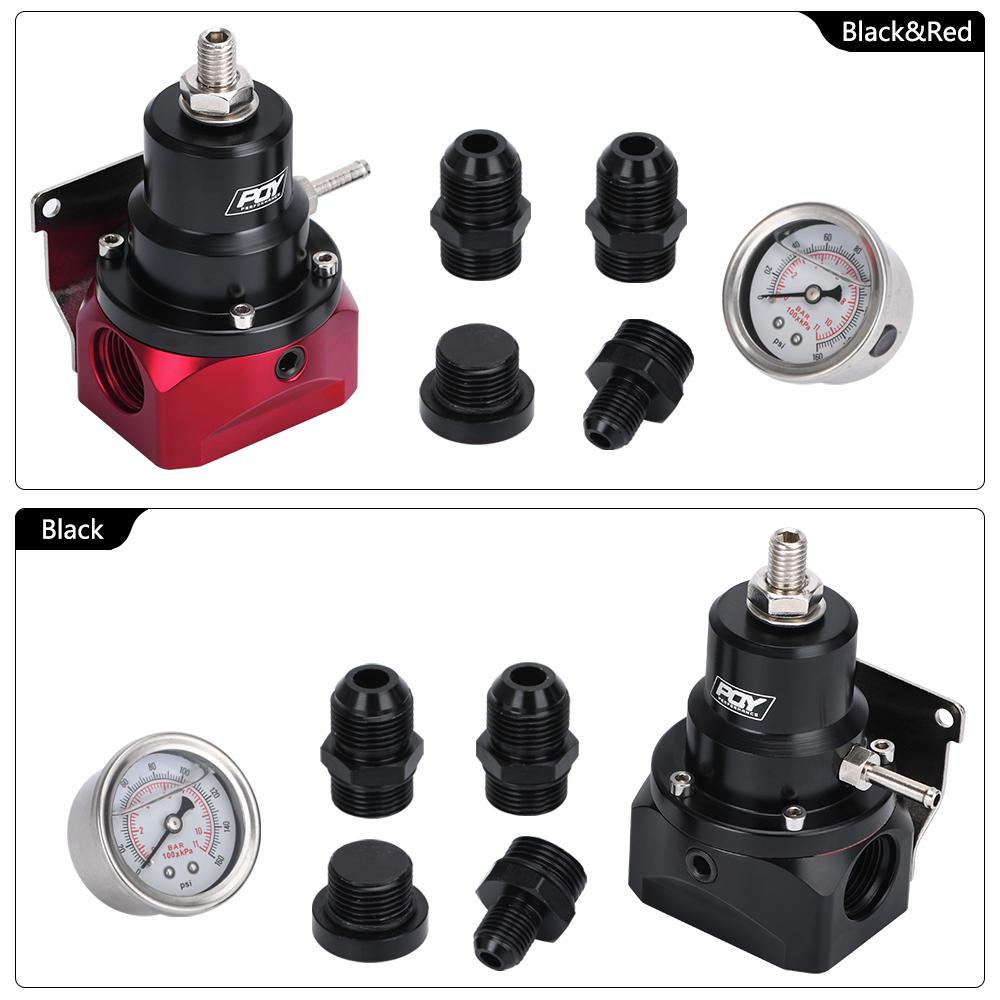 AN10 PQY EFI Fuel Pressure Regulator ( 0-160psi Gauge )-10AN 10/10/6 Inlet & Return Ports For BMW E30 M20 6cy with PQY Sticker