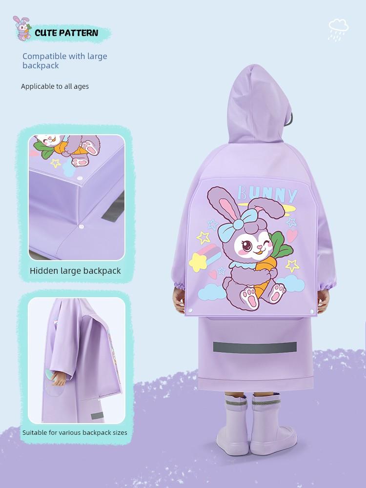 Kids Raincoat Girl Only for Pupils 2025 with Schoolbag Girl First Grade Baby Waterproof Poncho