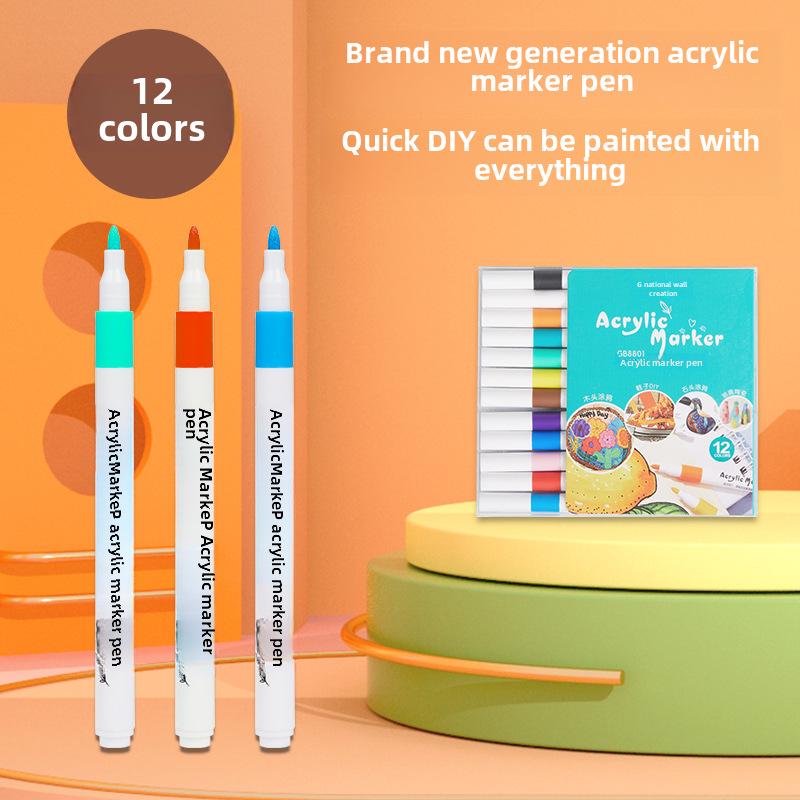 Набор акриловых водостойких маркеров: Гладкие, безопасные для бумаги ручки для творчества, граффити, акварели, студентов и ручных поделок