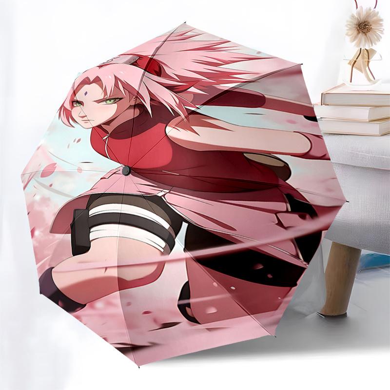 Naruto Cherry Blossom Rain Umbrella: Automatic Opening/Closing, Foldable Design, Outdoor Use, Festival Gift for Fans and Travelers0104021a