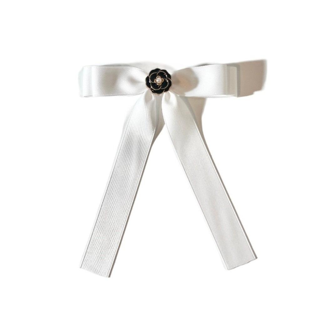 Pearl Black Ribbon Pin White Funerals Memorial Pin Fashion Mourning Badge Brooch Occupation