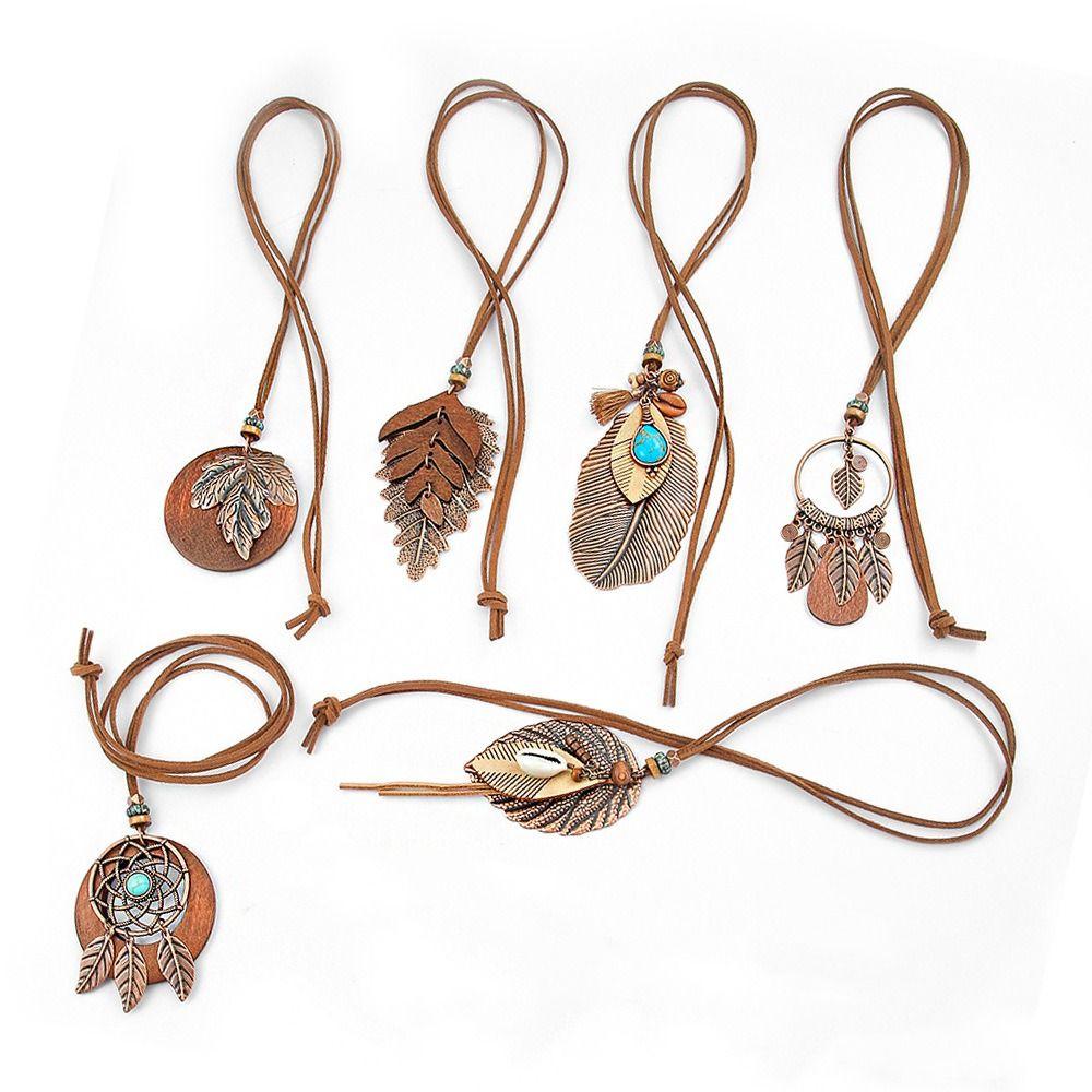 Элегантная подвеска из бирюзовой ракушки Женская мода Коричневые подвески Ожерелья Бохо Длинное ожерелье Ювелирные изделия