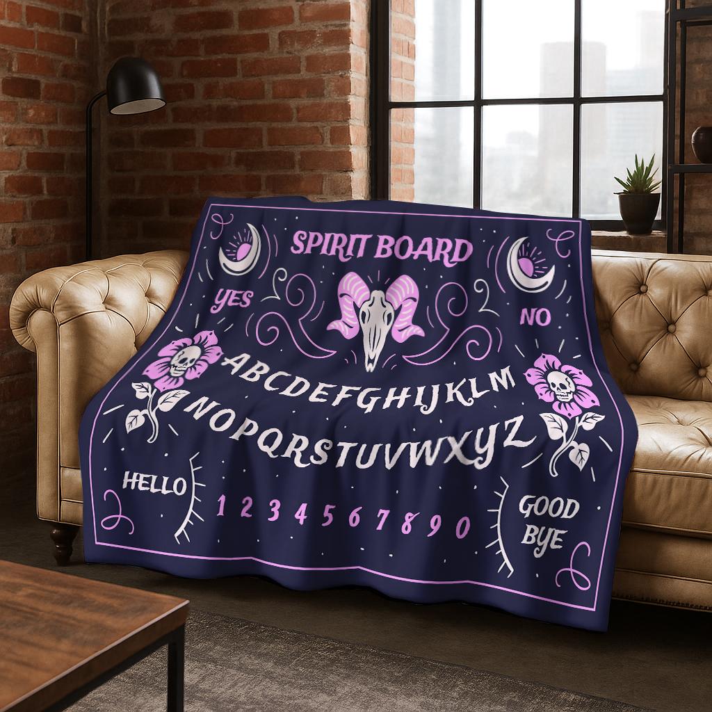 Cat Ouija Tarot Gothic Witchcraft Board Flannel Blanket Soft Warm Blanket for Bedroom Living Room Bed Travel Camping Picnic Gift