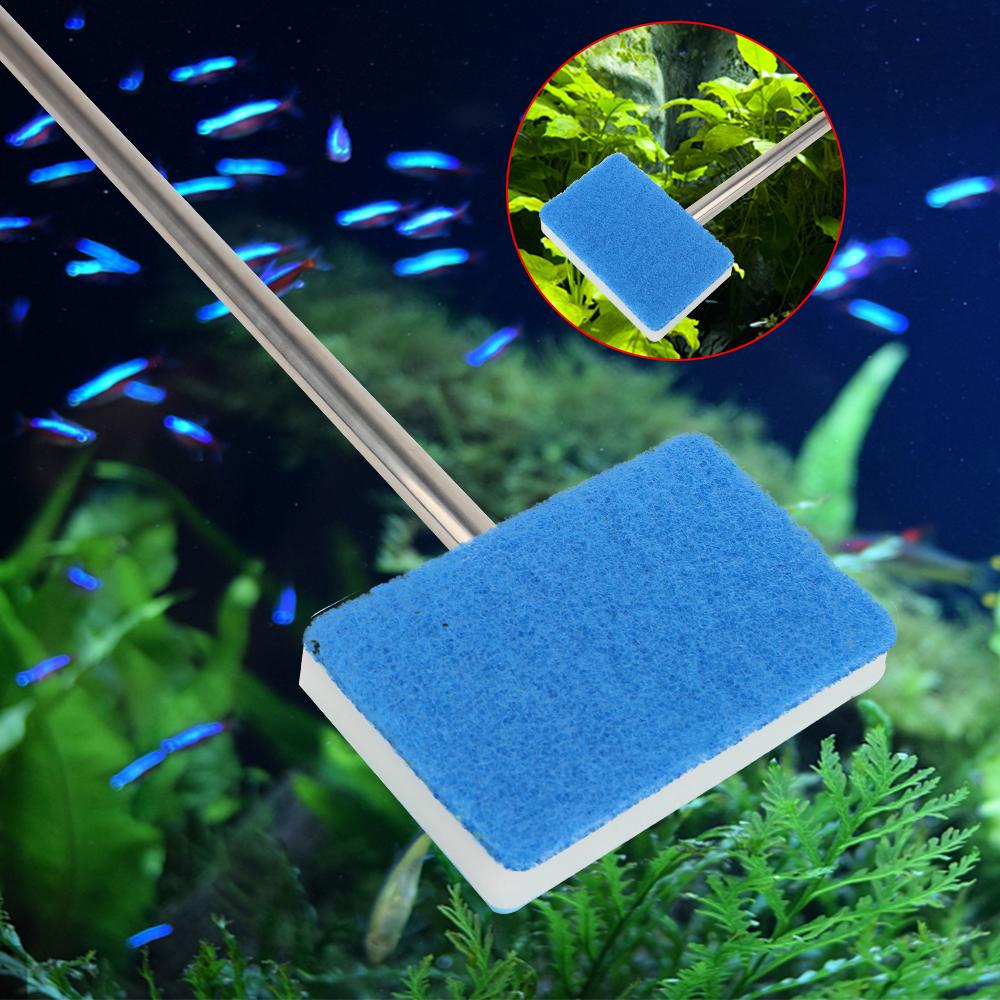 Fish Tank Cleaning Brush 180° Adjustable Super Long Handle Double-Sided Sponge Cleaning Brush Cleaner Scrubber