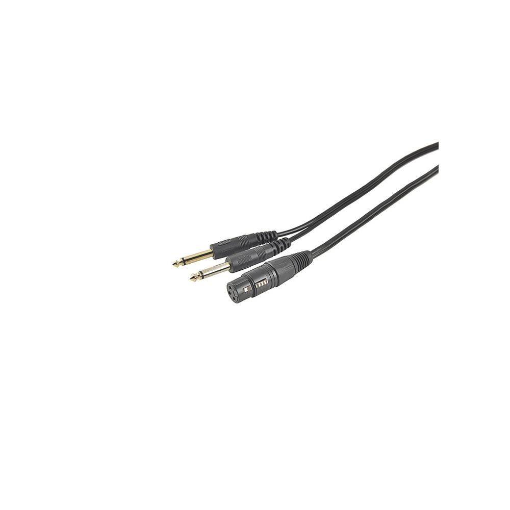 Черный XLR-разветвитель Y-типа, 3-контактный female на два 1/4" mono male, стерео, длина 1 м