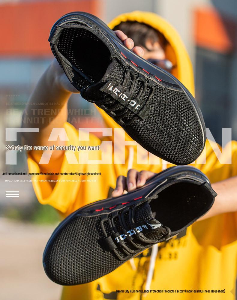 Износостойкие защитные ботинки Flyknit со стальным подноском: Ударопрочные и устойчивые к проколам, Универсальные рабочие ботинки на все сезоны.