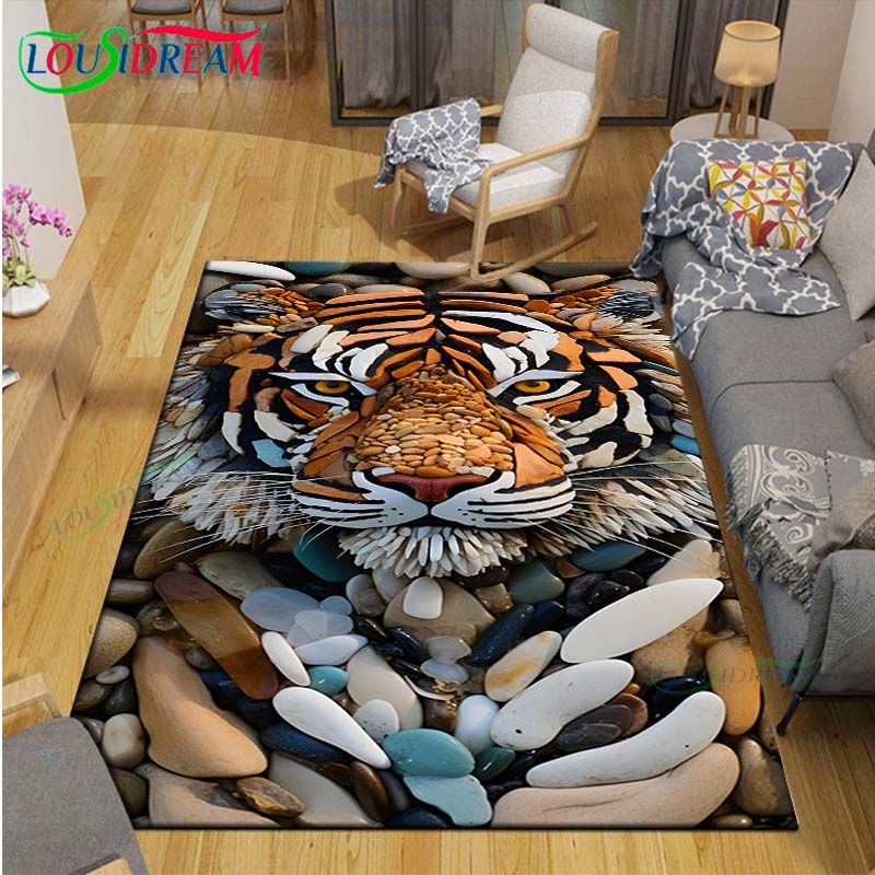 3D Funny Pebble Decor Carpet for Outdoor Balcony Garden Coffee Table Bedroom Area Rugs Kitchen Un-slip Floor Mat Alfombra Gift