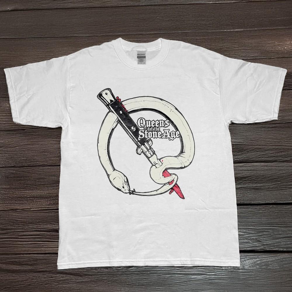 HOT Queens of the Stone Age In Times New Roman White Cotton Tshirt Unisex T-Shirt