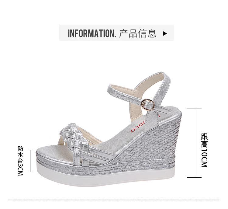 Fashion Wedge Heel Women Sandals 2025 New Summer High Heel Platform Word with Rhinestone Roman Shoes