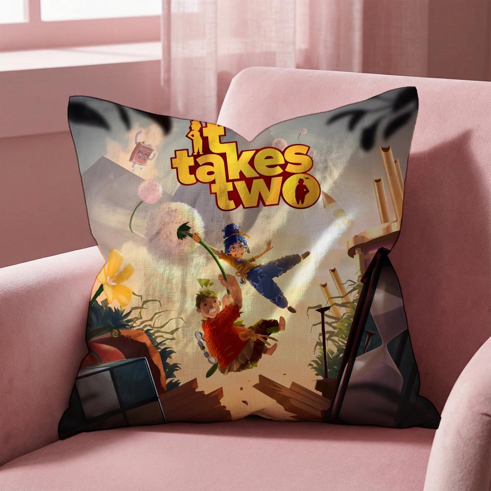 Game It T-Takes Two Cushion Cover Multi-Scene Pillow Cover for Home & Car - Reversible, Soft & Durable for Daily Use