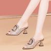 Мода Мода Темперамент Женская обувь Лето Новые Каблуки с рыбьим носком Комфортные Универсальные Женские сандалии Простые Нескользящие Женские тапочки
