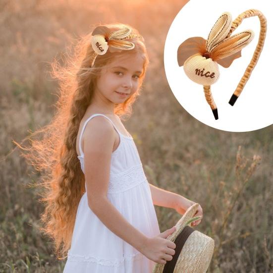 Повязка на голову для девочек, 3D цветок, бант, декор в виде кролика, противоскользящая легкая детская повязка для волос, головные уборы, аксессуары для волос, подарок на день рождения