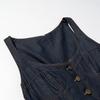 Womens Fashion Denim Dress U-Neck Gold Buttons Slim Fit Mid-Length 2026