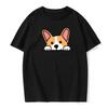 Cute Dog Corgi Print Summer Short-sleeved Casual Daily Versatile Men's Top Cotton European Comfortable T-shirt#Color