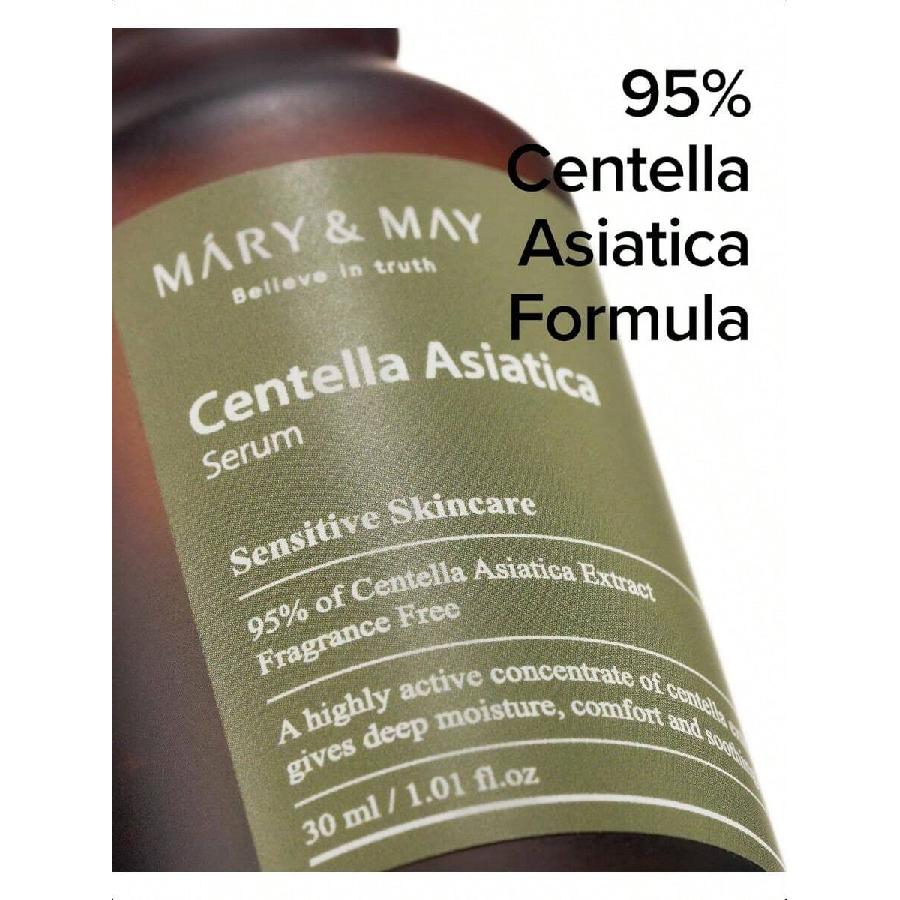 Сыворотка для лица Mary&May Centella Asiatica 30 мл - 95% экстракта центеллы азиатской для мгновенного успокоения кожи, регенерации и повышения эластичности - Корейская сыворотка для лица