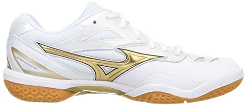 Mizuno Бадминтонные кроссовки Wave Fang PRO, Бело-золотые, Размер 25.5 см, 2E