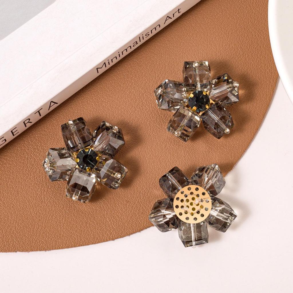 Ручная вышивка корейских тканевых нашивок-цветов со стразами для DIY-аксессуаров