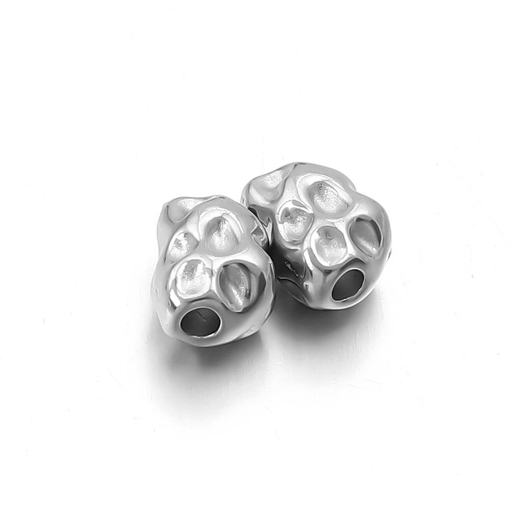 5-10pcs/lot Stainless Steel Spacer Beads Irregular Shape Big Hole Loose Bead For DIY Charms Bracelet Necklace Making Accessories