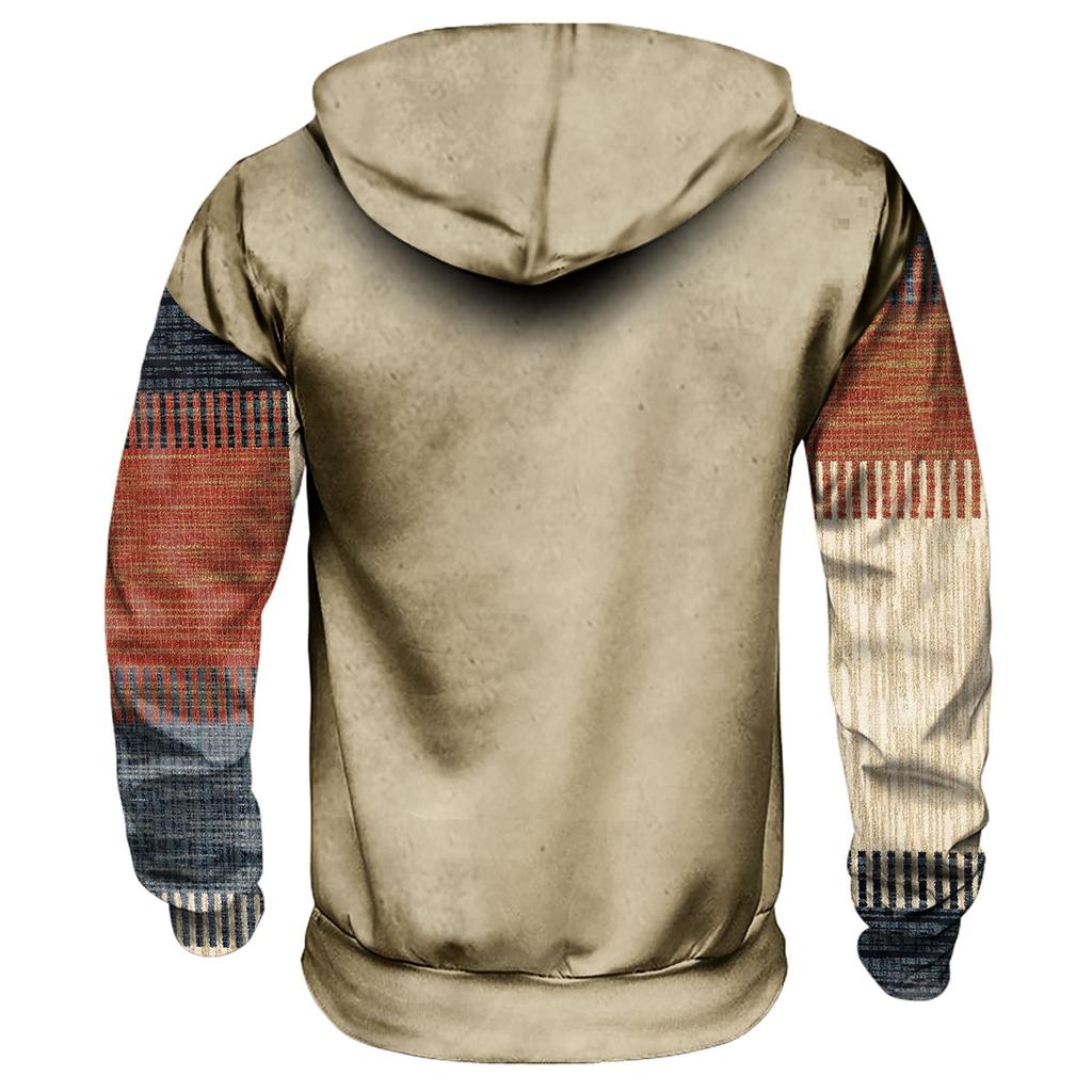 Осенний мужской свитер с большим капюшоном и цифровым принтом, новый большой базовый свитер