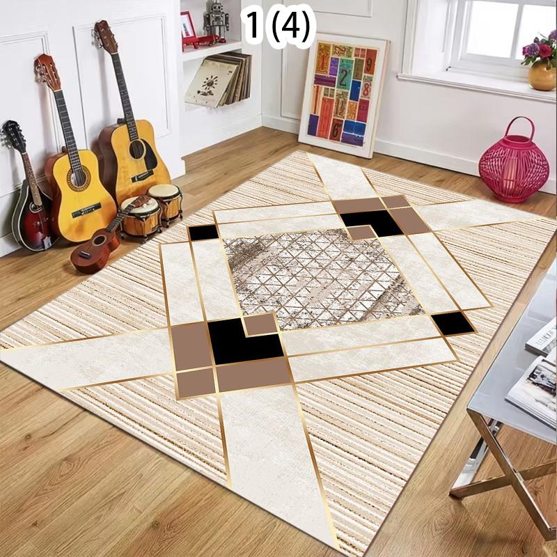 Modern Luxury Geometric Carpet With Gold Line Geometric Patchwork Marble Texture Non Slip Rug For Living Room Decor rugs