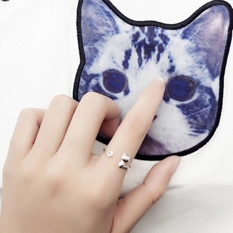 Lindon Cat Rings Adjustable Open Silvering Ring Never Fade Fine Jewelry For Women Girl Party Birthday Gifts