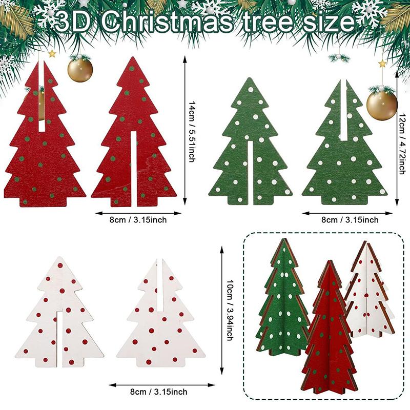 Рождественский декор 3 шт. Деревянный стол Рустикальный Рождественская елка Фермерский дом Деревянная Рождественская центральная композиция Для маленького стола Рождественские елки