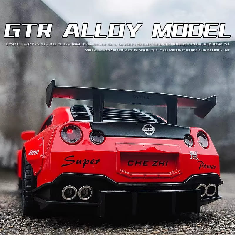 1:24 Skyline Ares Nissan GTR R34 R35 Модель легкосплавного спортивного автомобиля Литая металлическая гоночная модель автомобиля Моделирование Звук и свет Детский подарок