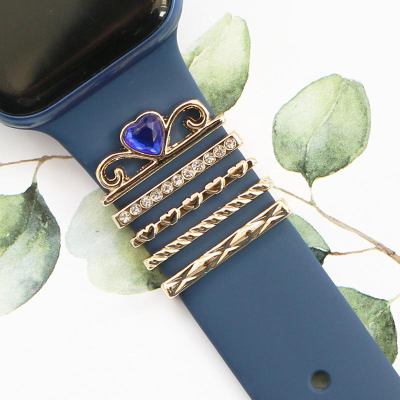 Universal Smart Watch Band Charms Metal Decorative Charms Loops Watch Strap Ornaments with Rhinestone (without Strap)