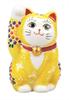 Kutani Ware Iwataya 3 Yellow No. Maneki-neko (beckoning Cat) - K9-1524