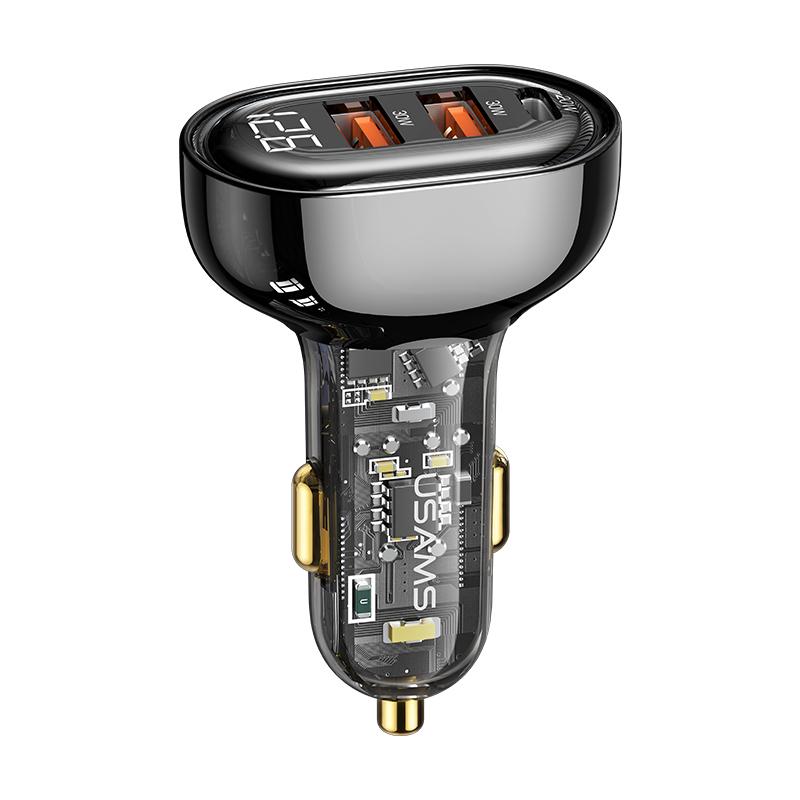 USAMS Быстрое автомобильное зарядное устройство 125 Вт, прозрачное USB-зарядное устройство переменного тока для iPhone 13, 12, 11, iPad, Xiaomi, Huawei, Samsung, телефона, ноутбука, планшета