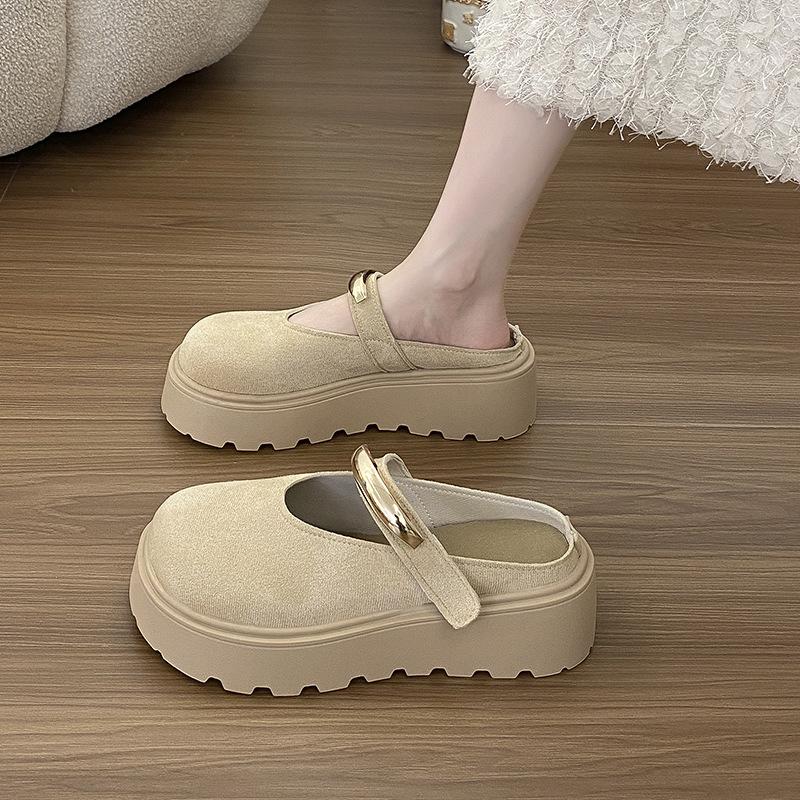 European Station Sponge Cake Bottom Slippers 2025 Spring and Summer New Thick-bottomed Versatile Outer Wear Heightening Non-slip Casual Bag Head Drag