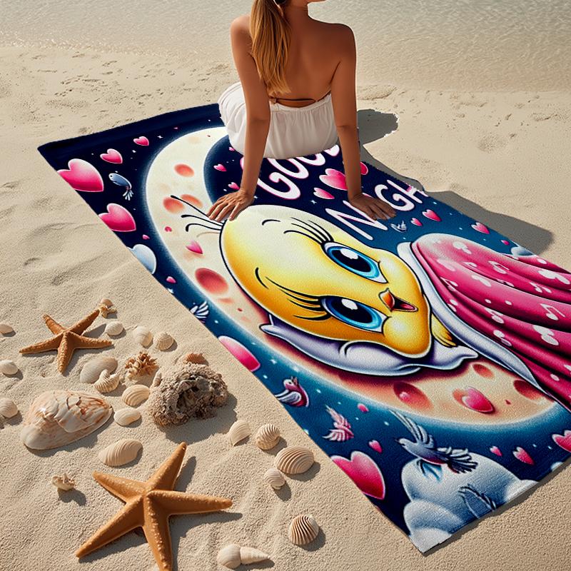 Yellow Bird Nightly Dreams Greeting Beach Towel, Super Soft Microfiber, Gift for Her/Him, Birthday, for Pool, Beach, Travel, Home Decor Fan gifts