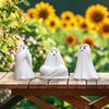 3pcs Resin Halloween Ghost Decor Set Cartoon Cute Floral Haunting Ornaments Funny Ghost Art Sculpture Gift