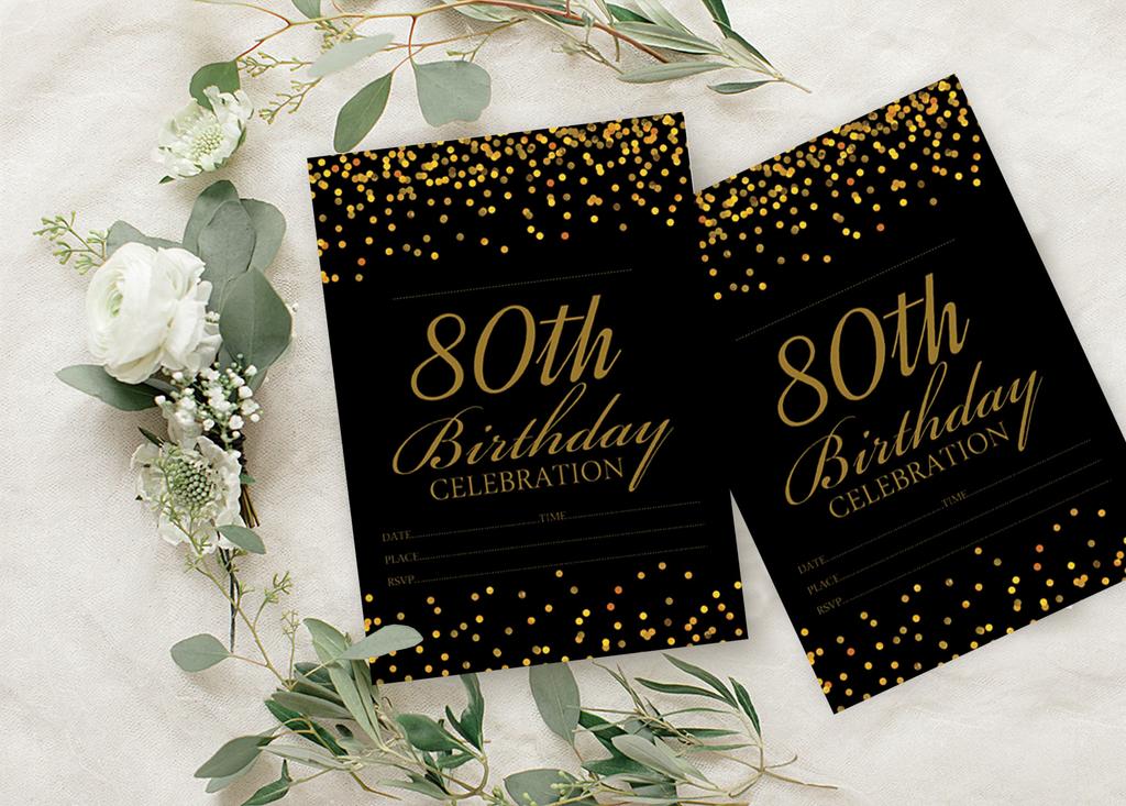 Darling Souvenir Black Birthday Invitation Card Printable Fill or Write In Blank Invites Party Supplies Pack Of 28 5 X 7