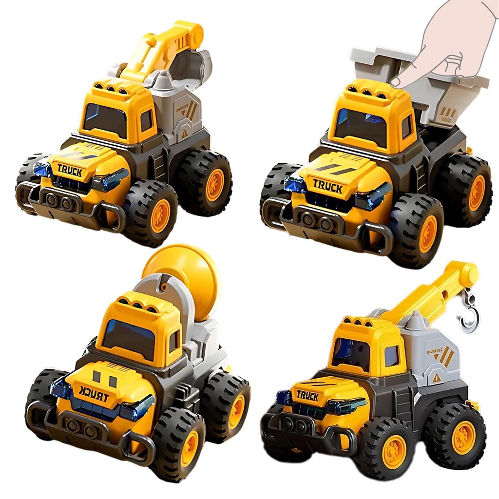 Working Educational Mini Toy Sandbox Set Construction Working ABS Excavator Construction Birthday Construction Site 4 Units Car, Toy, Car, - "Push