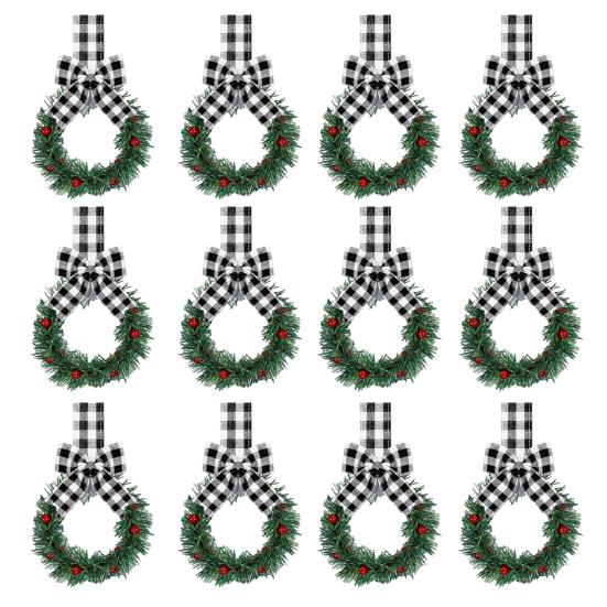 Мини рождественские венки для шкафов венки с лентами банты ягоды искусственные сосновые иголки венки для входной двери окна кухонные шкафы декор