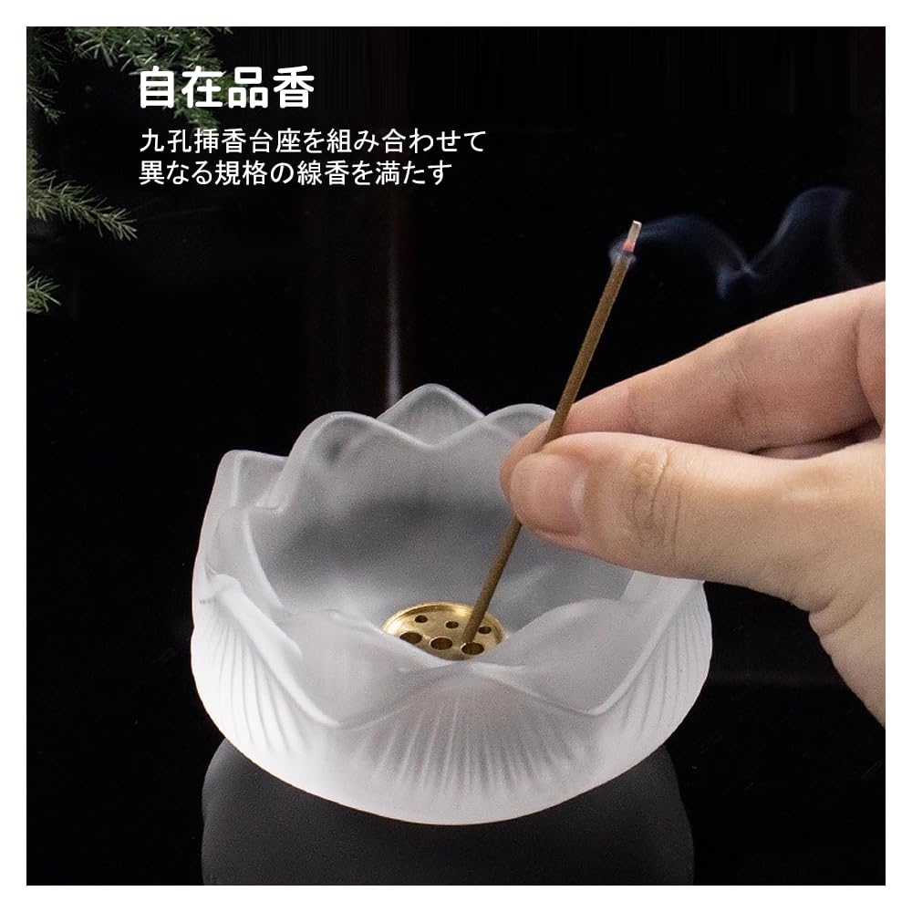 Incense holder, lotus flower-shaped, made of lapis lazuli, with nine incense holders, for Buddhist altars, incense burners, Buddhist accessories