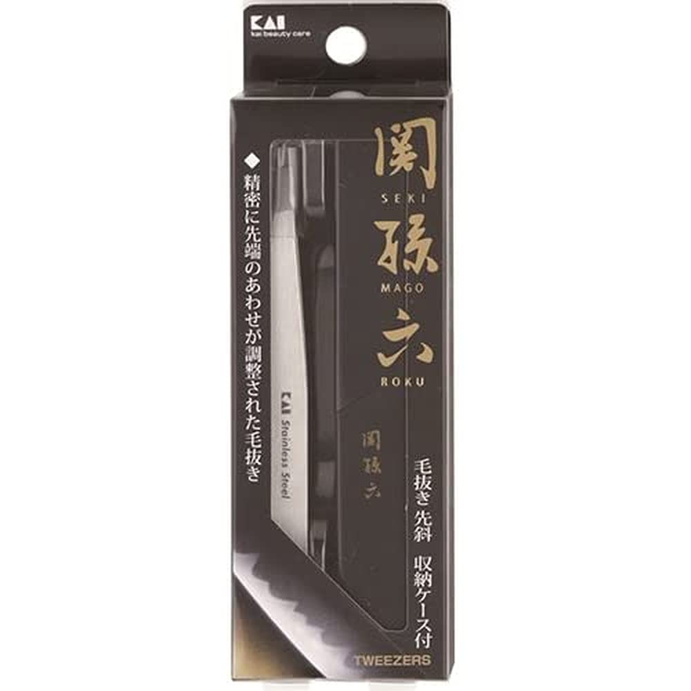 KAI Kansanroku Пинцет с косым кончиком Футляр Серебристый Удаление волос HC1806