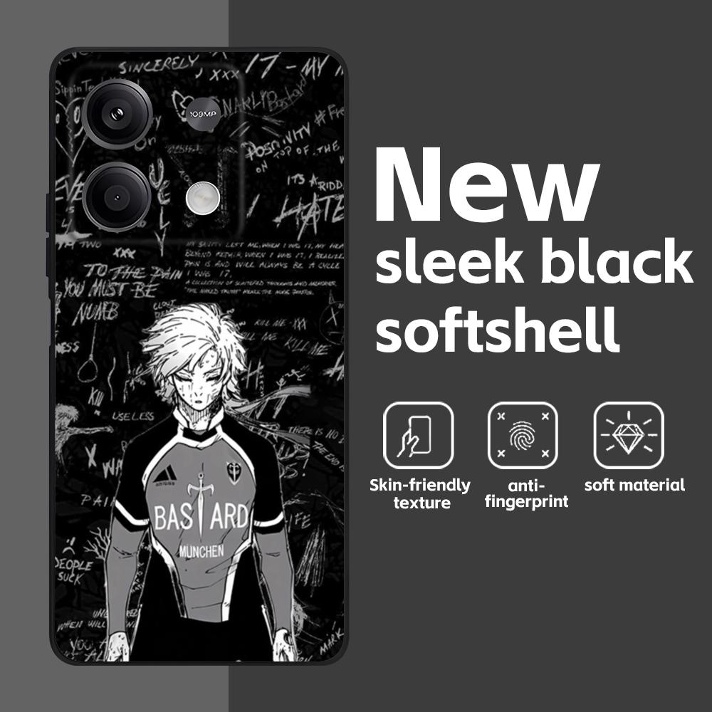 Аниме B-Blue L-Lock Pfp Чехол для телефона для Redmi Note 14 13 12 11 Pro Plus S 5G 14C A3 Мягкая черная крышка телефона