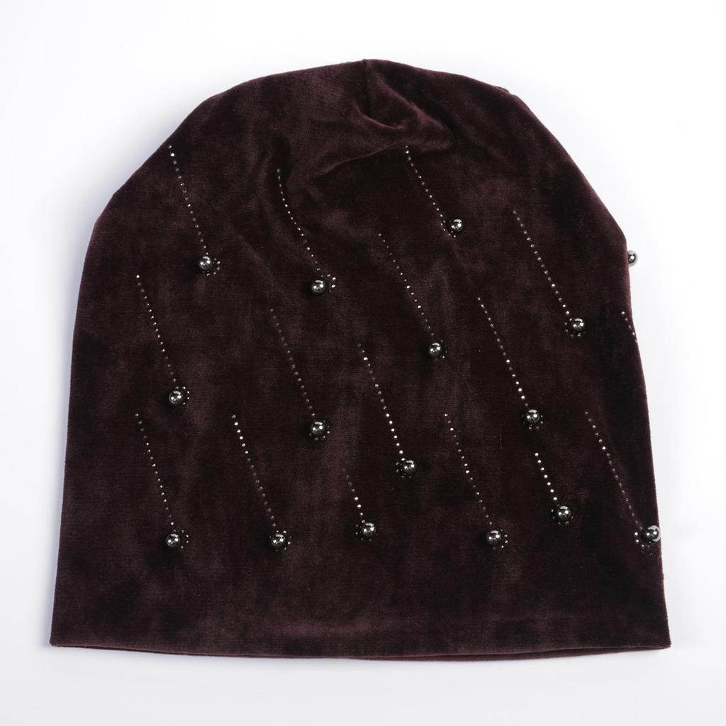 Осенне-зимний женский пуловер с бусинами, универсальная двухслойная замшевая теплая лунная шляпа