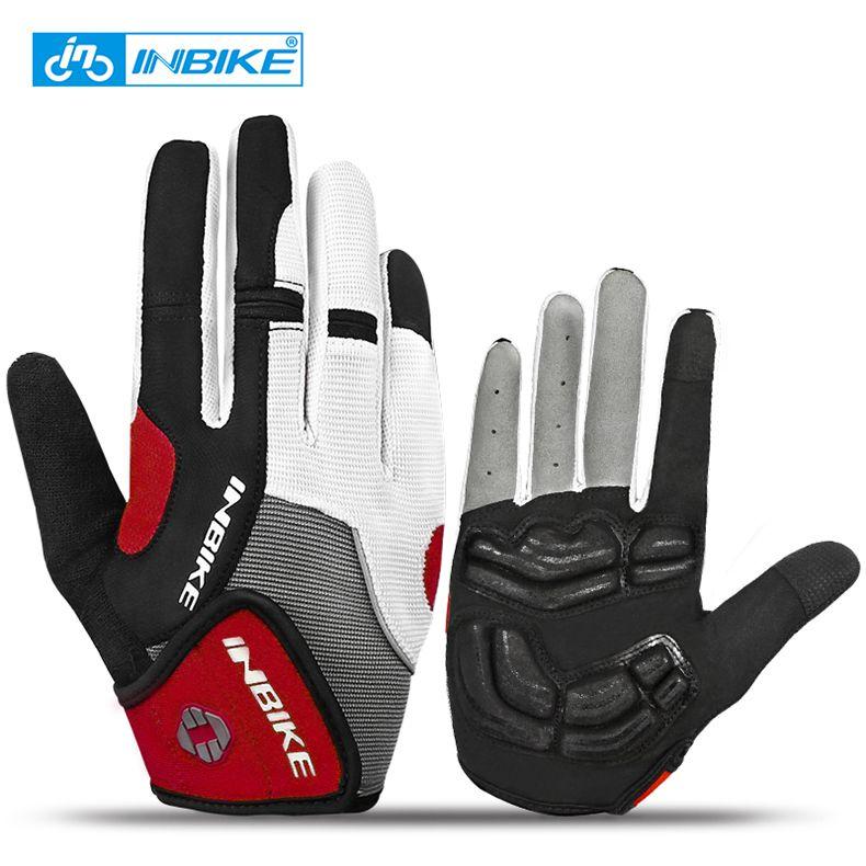 INBIKE Cycling Gloves Touch Screen Bicycle Sports Gloves Shockproof MTB Full Finger Bike Road Glove for Biker Men with Palm Pad