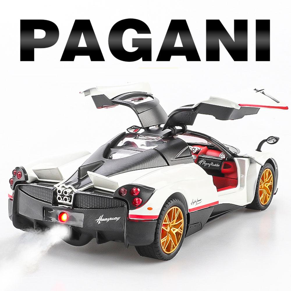 1:24 Huayra Senna Игрушечная Машинка Спрей Модели Суперкаров Металл Литье под Давлением Двери Открываются Рулевое Управление Передним Колесом Амортизация для Детских Подарков