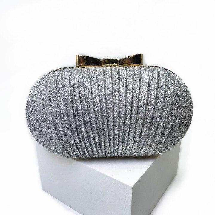 Pleated Butterfly Goose Egg Evening Bag Oval,Round Ladies Clutch Banquet Dress Chain Evening Bag