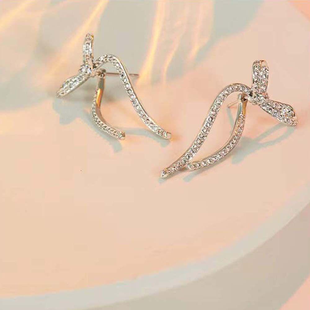 Earrings Rhinestone Bownot Zircon Bow Earrings Korean Style Rhinestone Bow Ear Studs Women Earrings