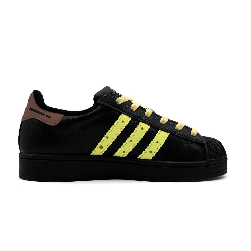 adidas Originals Superstar 2 Устойчивые к истиранию Низкие Скейтбордические кроссовки Унисекс Черный Желтый JI0079( team927-)